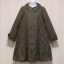 カーキ段々切替えコート