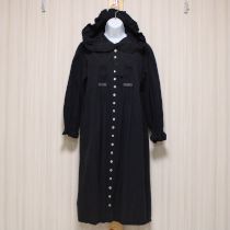黒ロゴ刺繍フード付きワンピース