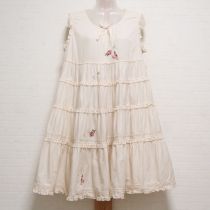 生成ローズ刺繍入りチュニックブラウス
