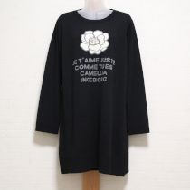 黒カメリアメッセージニットチュニック【4(11号)】
