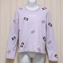 パープルパッチワークくまネーム長Tシャツ【M】
