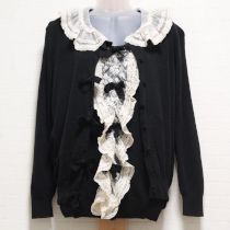 黒レース×リボンニットアンサンブル