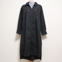 黒リボン刺繍シャツワンピース