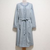 サックス花モチーフ付きフリル&タックワンピース【3(9号)】