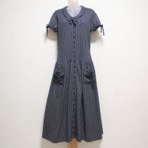 紺水玉カットソーワンピース
