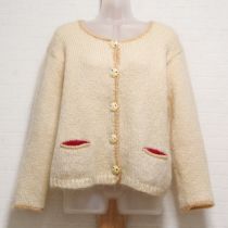 生成ロゴ編み込みモヘヤカーディガン