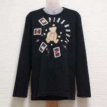 黒花とくま長Tシャツ【L】