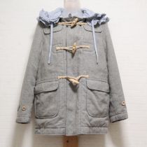 ブルー系ローンフード付きダッフルコート