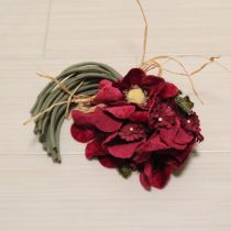 ボルドー藁付き花束コサージュ