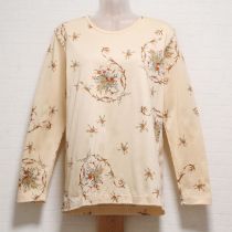 ベージュ花柄長Tシャツ