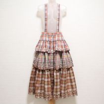 茶系オリチェ段々吊スカート