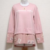 ピンクワッペン使いレイヤー風長Tシャツ