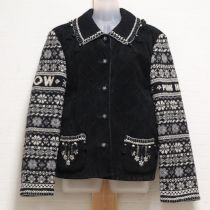黒スウェード×ニット袖ジャケット