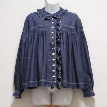 紺倒しタックオーバーブラウス