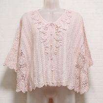 ピンクケープ風花モチーフカーディガン