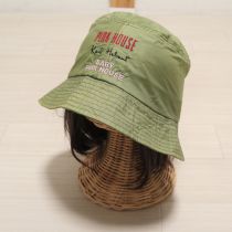 グリーンロゴ刺繍ナイロンバケットハット