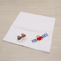 白ダッフルくま刺繍バンダナ+缶バッジ