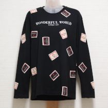 黒フラワーパッチ&ロゴ長Tシャツ