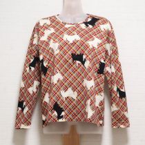 赤系チェックテリア長Tシャツ