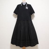 黒ローン×カットソーポロワンピース
