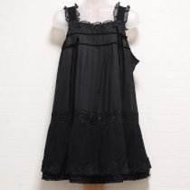 黒ドットチュール使いチュニックブラウス