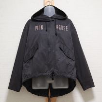 黒系ロゴ刺繍フード付きジャケット