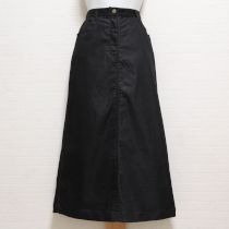 黒ロゴ刺繍ストレッチデニムスカート【L】
