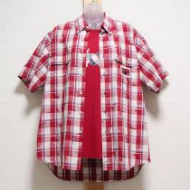 赤テリアチェックシャツ&テリアモチーフTシャツ【M】