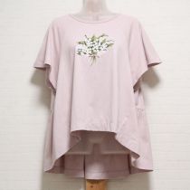 ピンク鈴蘭ブーケ刺繍カットソーチュニック