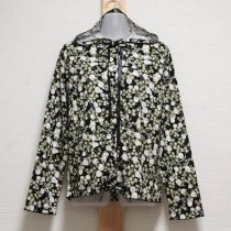 黒白つめ草プリントフード付きカットソーカーディガン【4(L)】