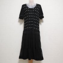 黒ビーズ刺繍ニット×ジョーゼットワンピース【11号】