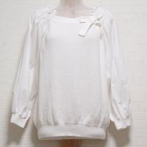 白布帛ドッキングニットプルオーバー
