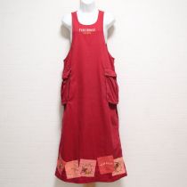 赤フルーツかご刺繍パッチジャンパースカート