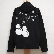 黒雪だるまアップリケスウェットパーカー【3(M)】