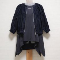 紺系シャーリングジャケット&カットソーチュニック
