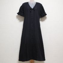 黒ピンタックAラインワンピース