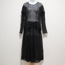 黒刺繍レースマトンスリーブブラウス&スカート