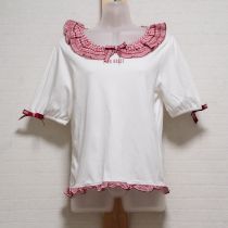 白×赤misako×erinkoフリル襟付きカットソー【4(L)】