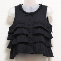 黒段々フリルノースリカットソー