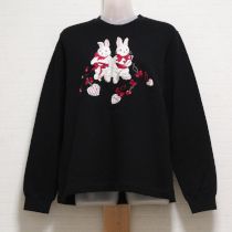 黒ツインラビット刺繍トレーナー【3(M)】