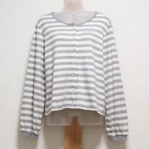 生成×グレーボーダーカットソーカーディガン【4(L)】