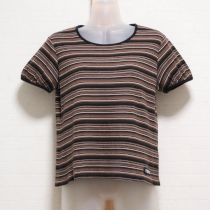 こげ茶系マルチボーダーTシャツ【L】