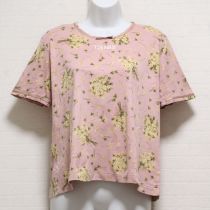 ピンク白つめ草ブーケTシャツ【L】