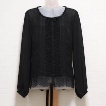 黒レース使いシフォンブラウス