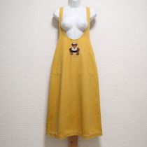 マスタードスイムくま刺繍ジャンパースカート