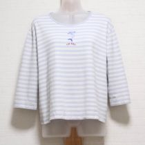 サックスいるか刺繍ボーダーカットソー【4(L)】