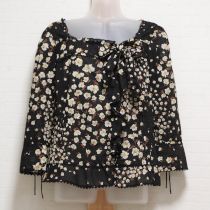 黒フラワーptローンブラウス【M】