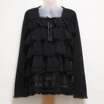 黒シフォン段々カットソー【L】