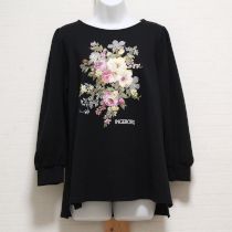 黒チェックブーケptカットソー【4(11号)】