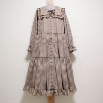 茶 misako aokiコラボチェックワンピース